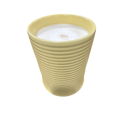 Threshold Pineapple Sage & Sugarcane Scented Candle 14 Oz Yellow Ribbed Ceramic Jar