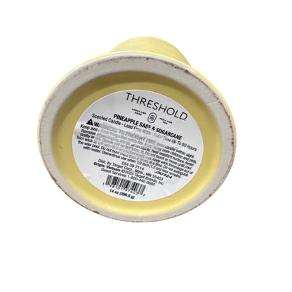 Threshold Pineapple Sage & Sugarcane Scented Candle 14 Oz Yellow Ribbed Ceramic Jar