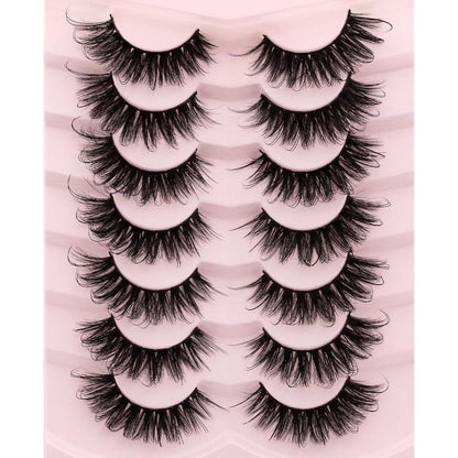 DYSLIK 2-Pack 3D Mink False Eyelashes Dramatic Volume Reusable Lash Strips 18mm Length Natural Look