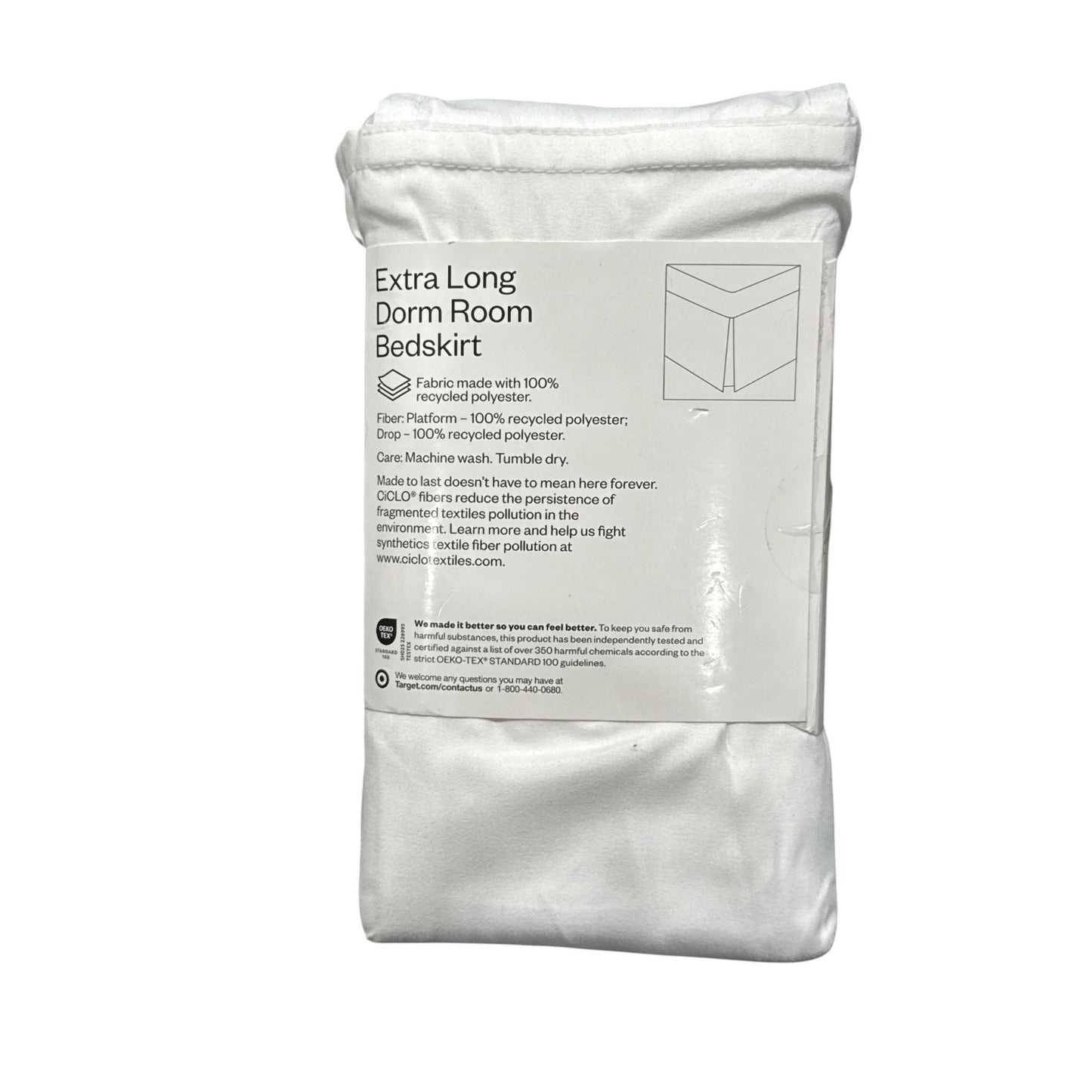 Extra Long White Dorm Room Bedskirt XL Twin 32" Drop Brushed Microfiber Machine Washable Room Essentials