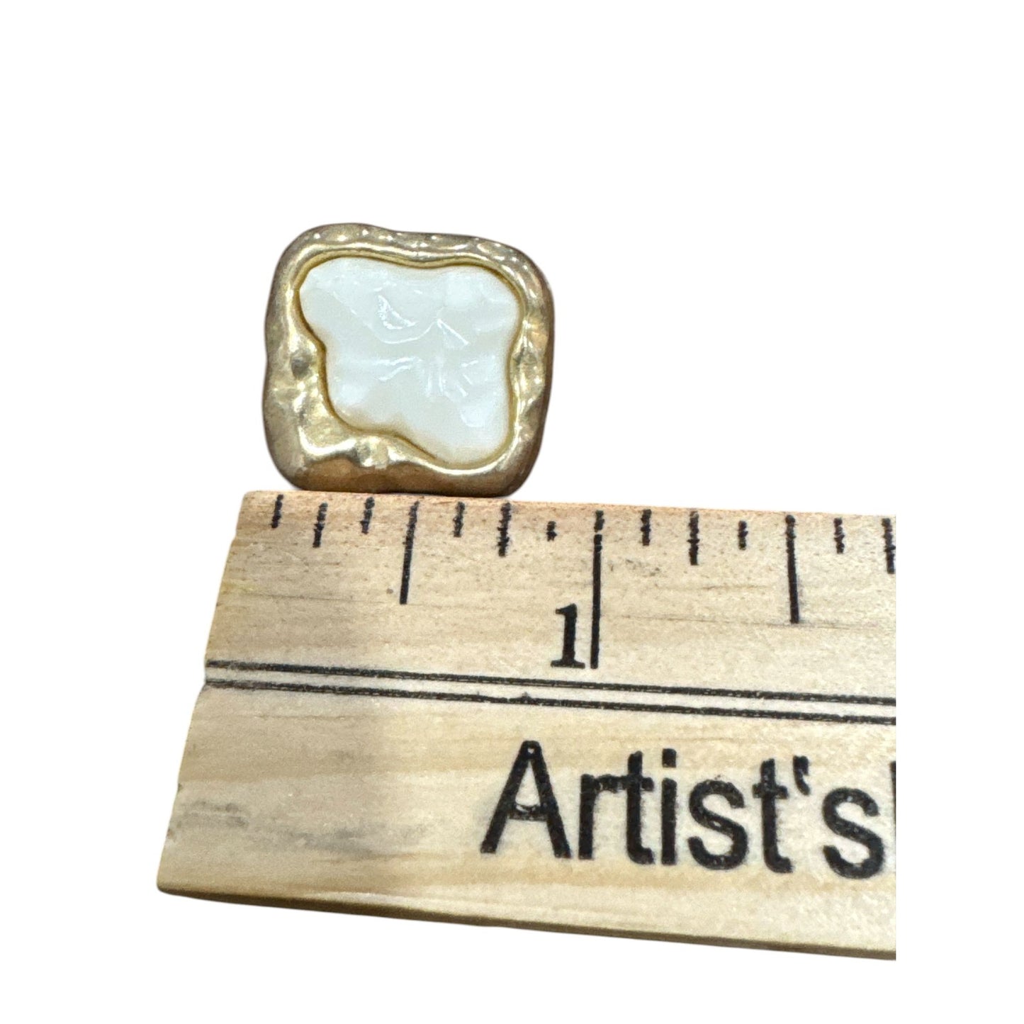 Gold & Pearl Square Buttons 68-Piece Set Retro Style Textured Metal Frame