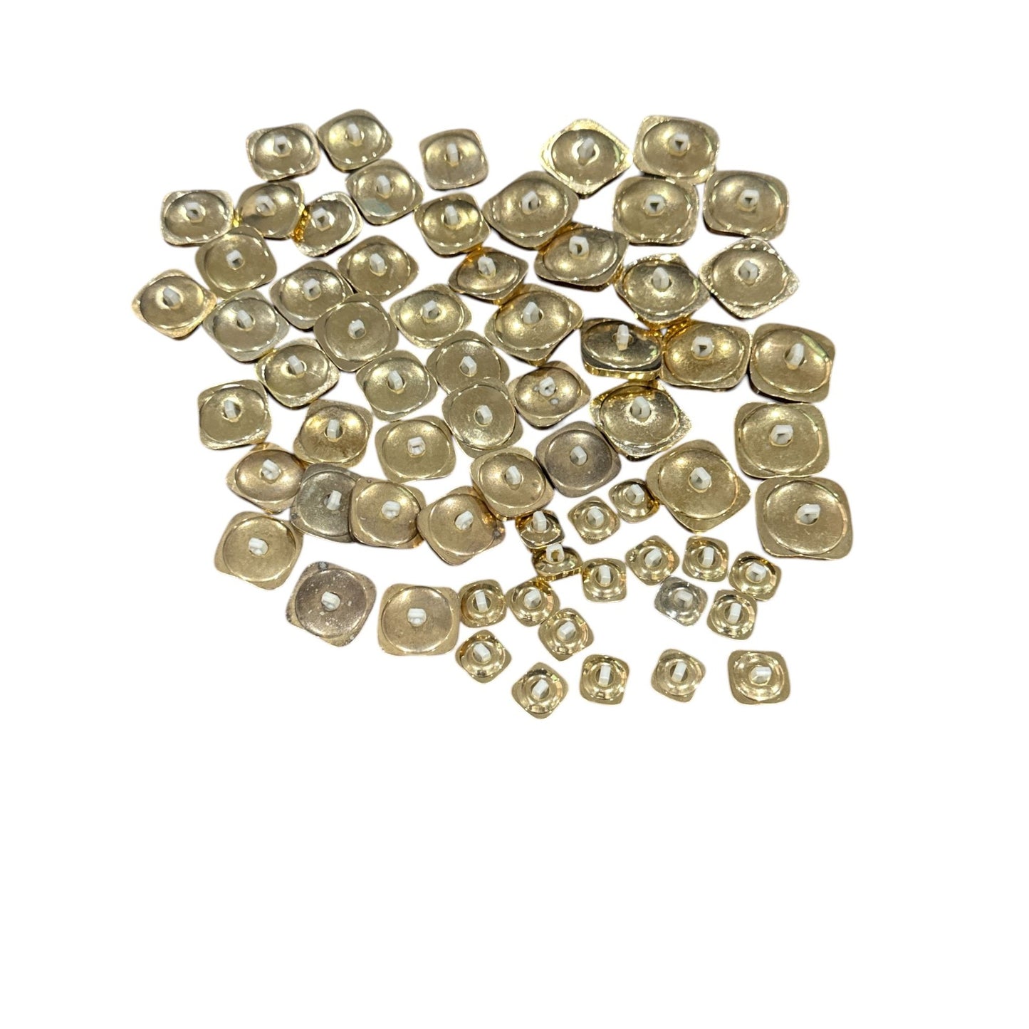Gold & Pearl Square Buttons 68-Piece Set Retro Style Textured Metal Frame