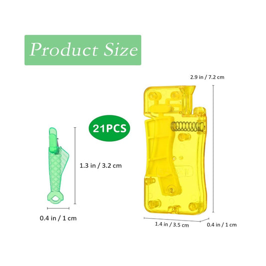 21-Piece Automatic Needle Threader Tool Set For Sewing Machine & Hand Sewing Yellow & Green