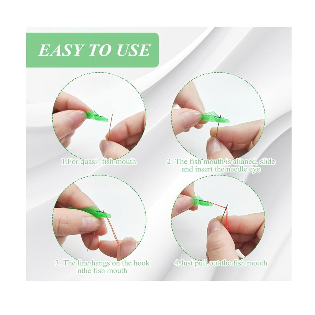 21-Piece Automatic Needle Threader Tool Set For Sewing Machine & Hand Sewing Yellow & Green