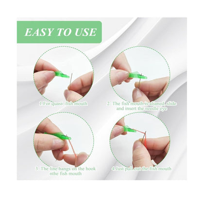 21-Piece Automatic Needle Threader Tool Set For Sewing Machine & Hand Sewing Yellow & Green