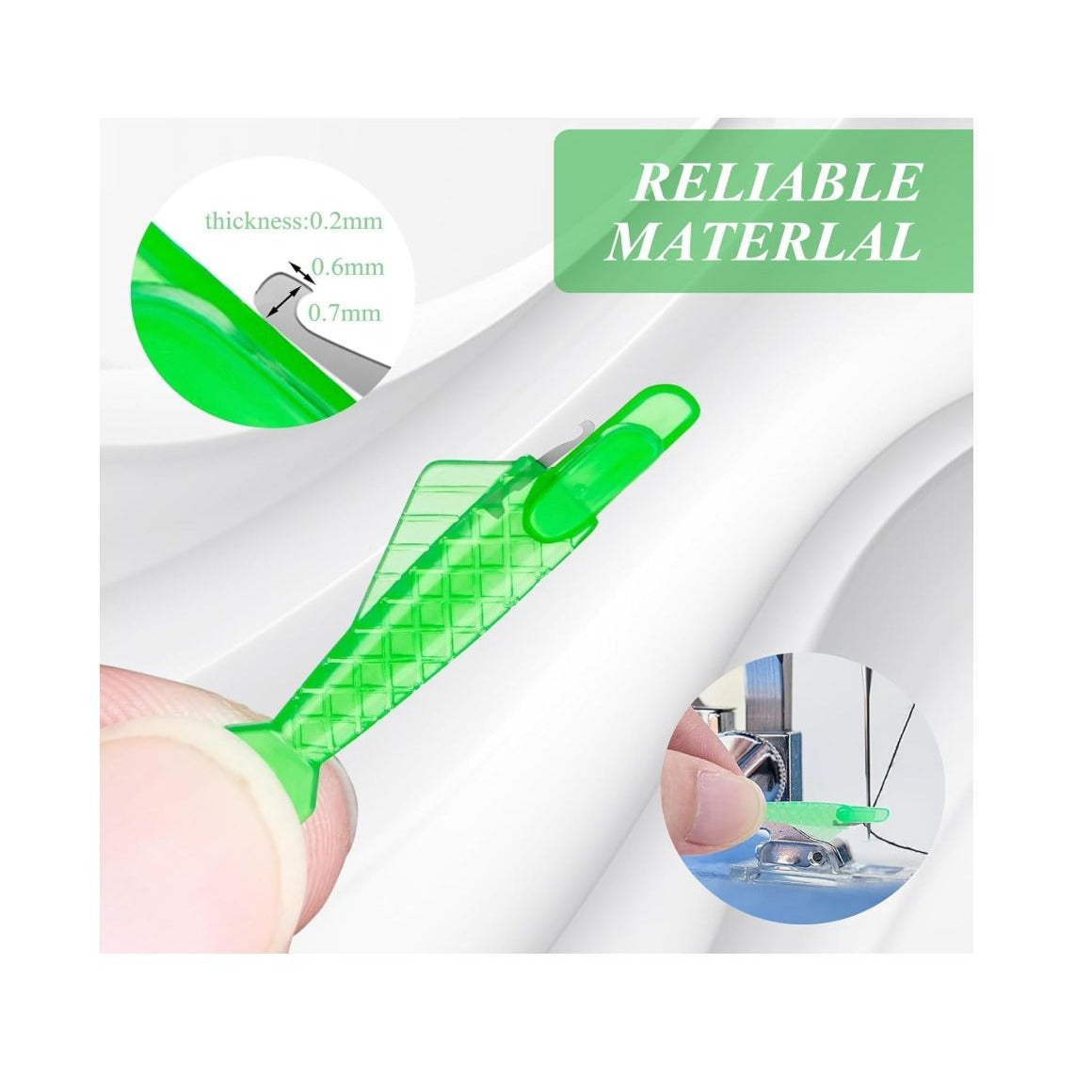 21-Piece Automatic Needle Threader Tool Set For Sewing Machine & Hand Sewing Yellow & Green