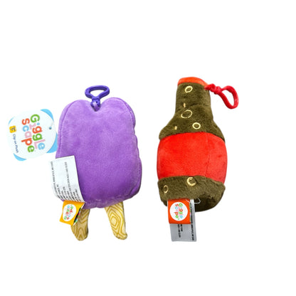 Giggle Scape Clip-On Plush Set - Cola Bottle & Popsicle Design Soft & Cute Toys For Bags Or Backpacks