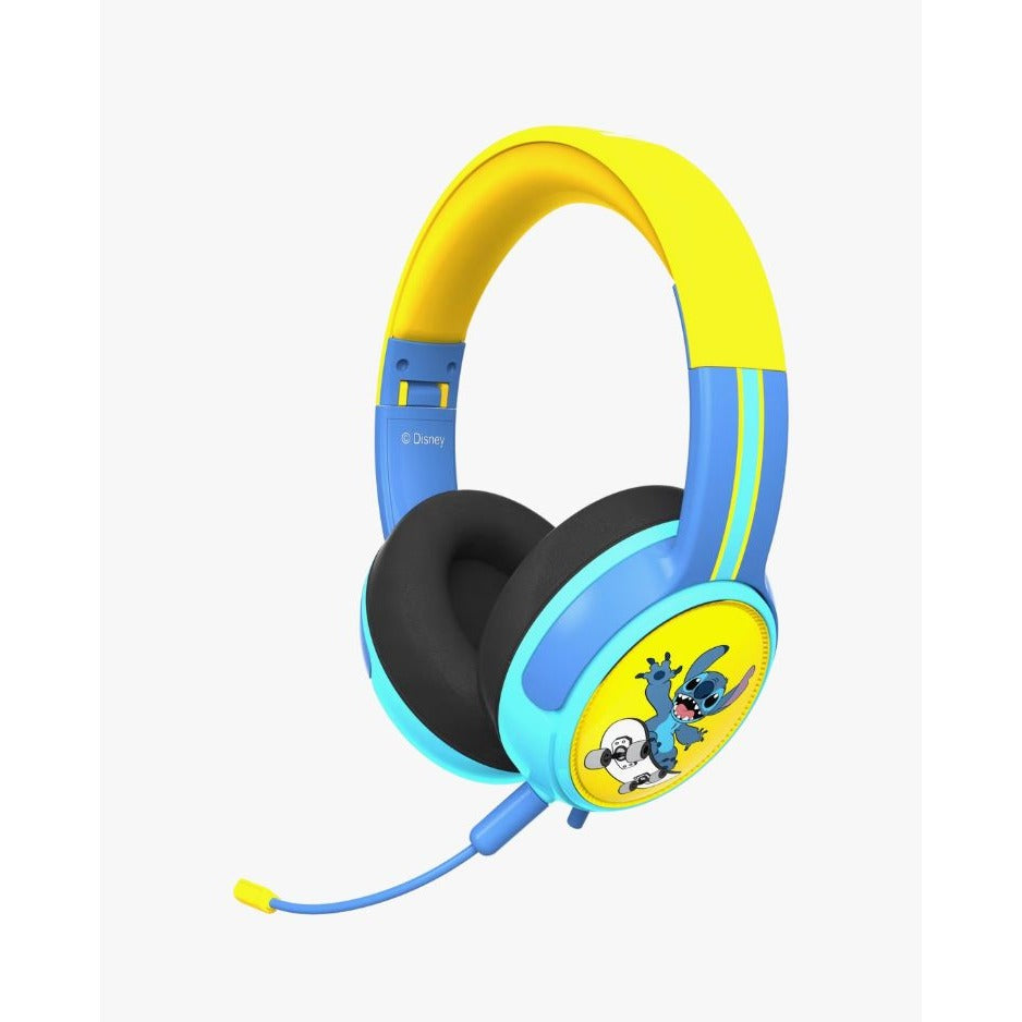 Disney Stitch Wired & Foldable Gaming Headset With Mic 3.5mm AUX Jack Adjustable Fit Faux Leather Cushions