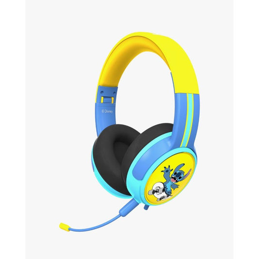 Disney Stitch Wired & Foldable Gaming Headset With Mic 3.5mm AUX Jack Adjustable Fit Faux Leather Cushions