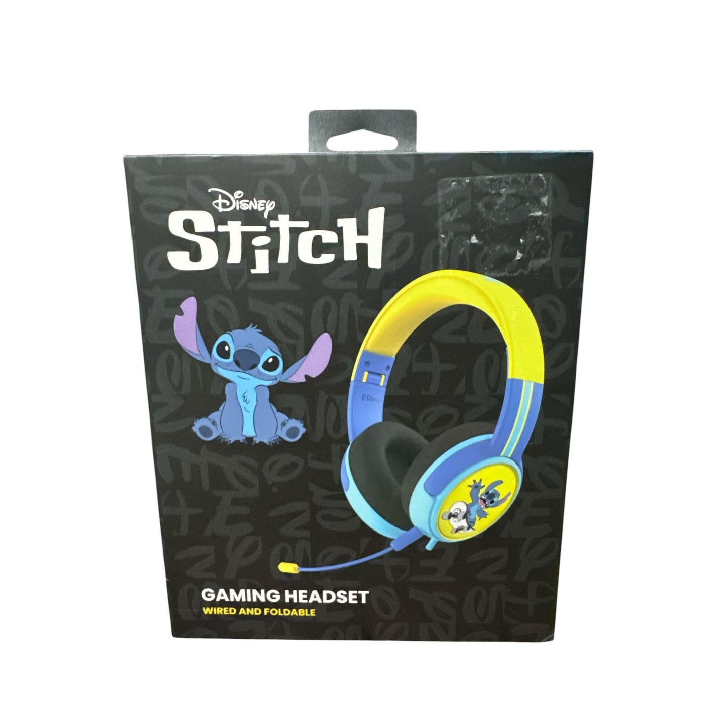 Disney Stitch Wired & Foldable Gaming Headset With Mic 3.5mm AUX Jack Adjustable Fit Faux Leather Cushions