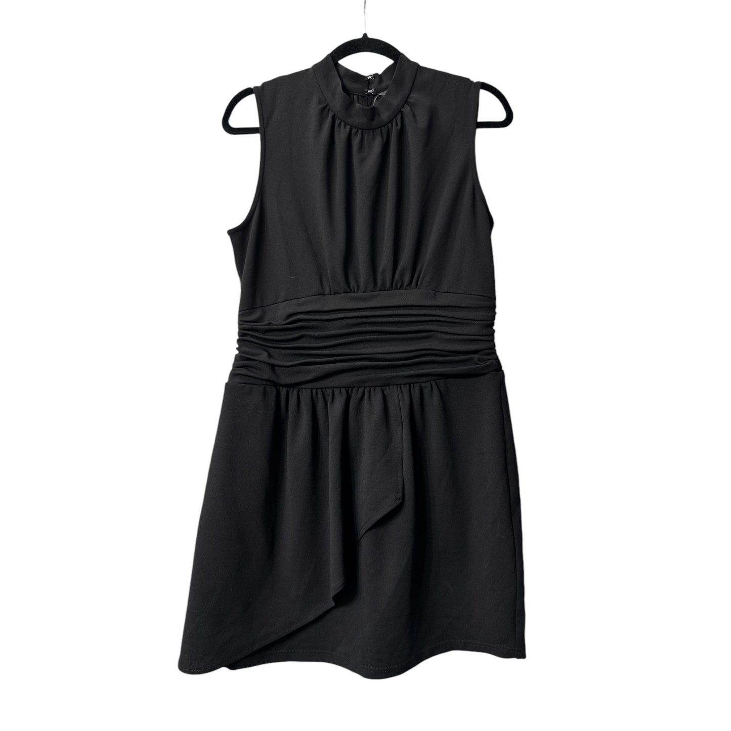 Nicole Miller Black Sleeveless Ruched Waist Dress Size 10 US Polyester-Spandex Blend