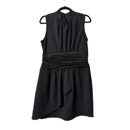 Nicole Miller Black Sleeveless Ruched Waist Dress Size 10 US Polyester-Spandex Blend
