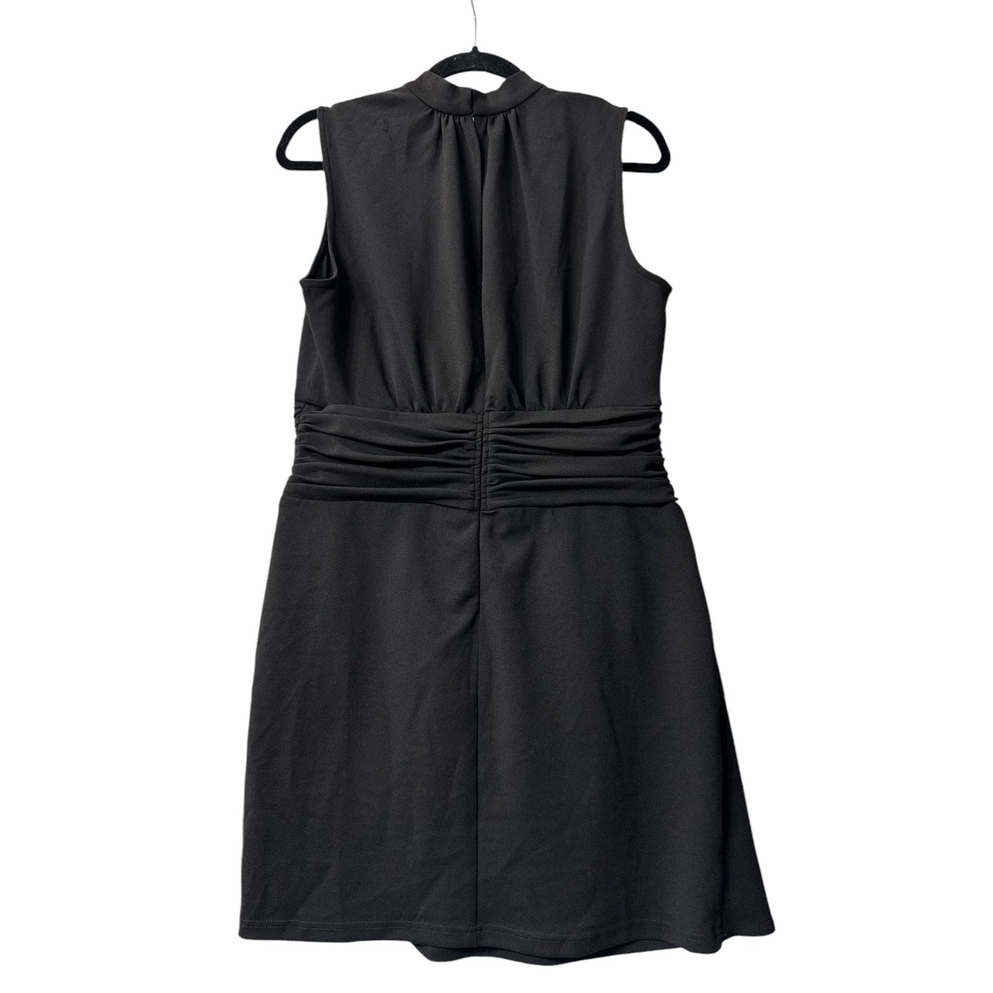 Nicole Miller Black Sleeveless Ruched Waist Dress Size 10 US Polyester-Spandex Blend