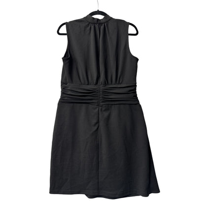 Nicole Miller Black Sleeveless Ruched Waist Dress Size 10 US Polyester-Spandex Blend