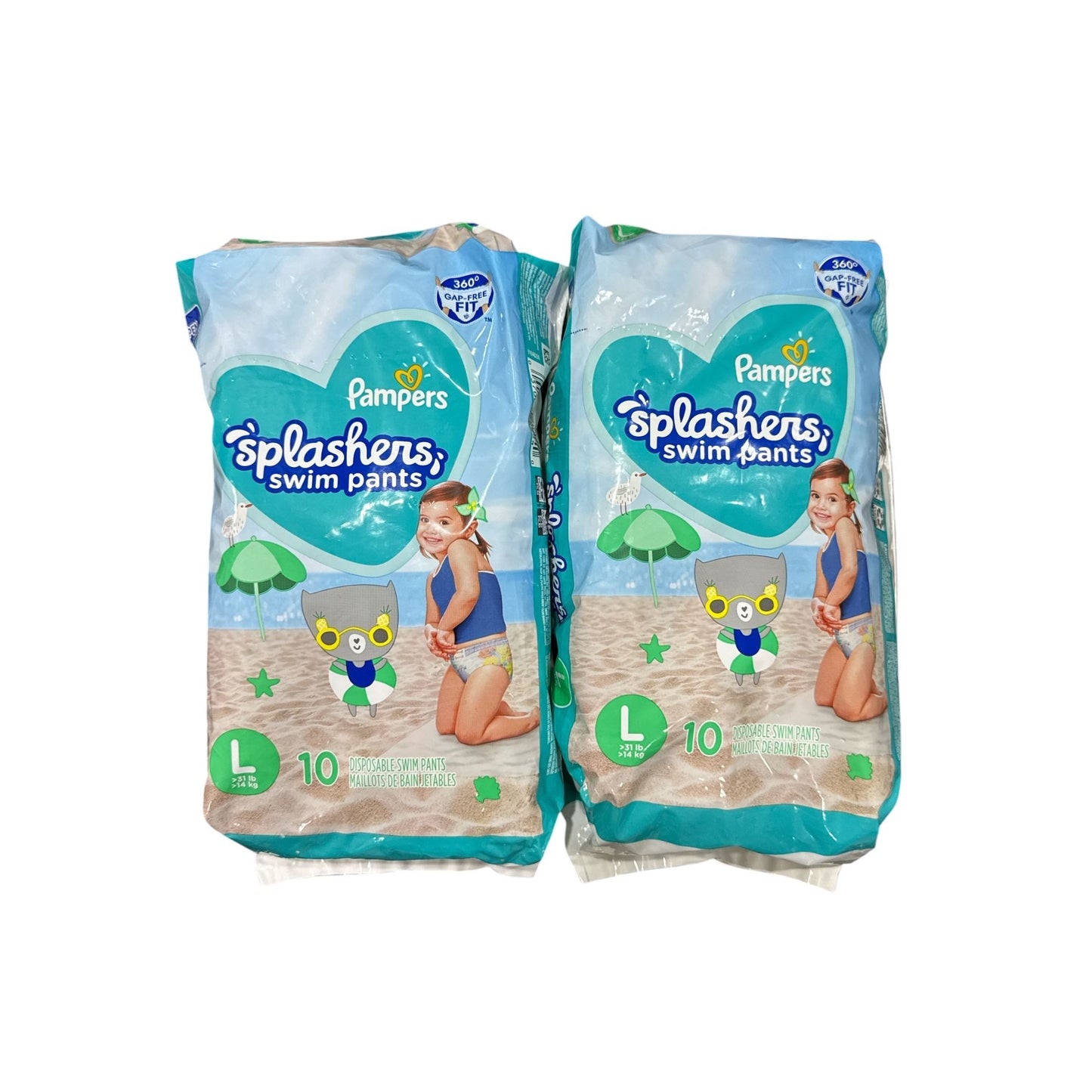 Pampers Splashers Disposable Swim Pants Large 10 Count 2 Packs For Kids 31+ Lbs