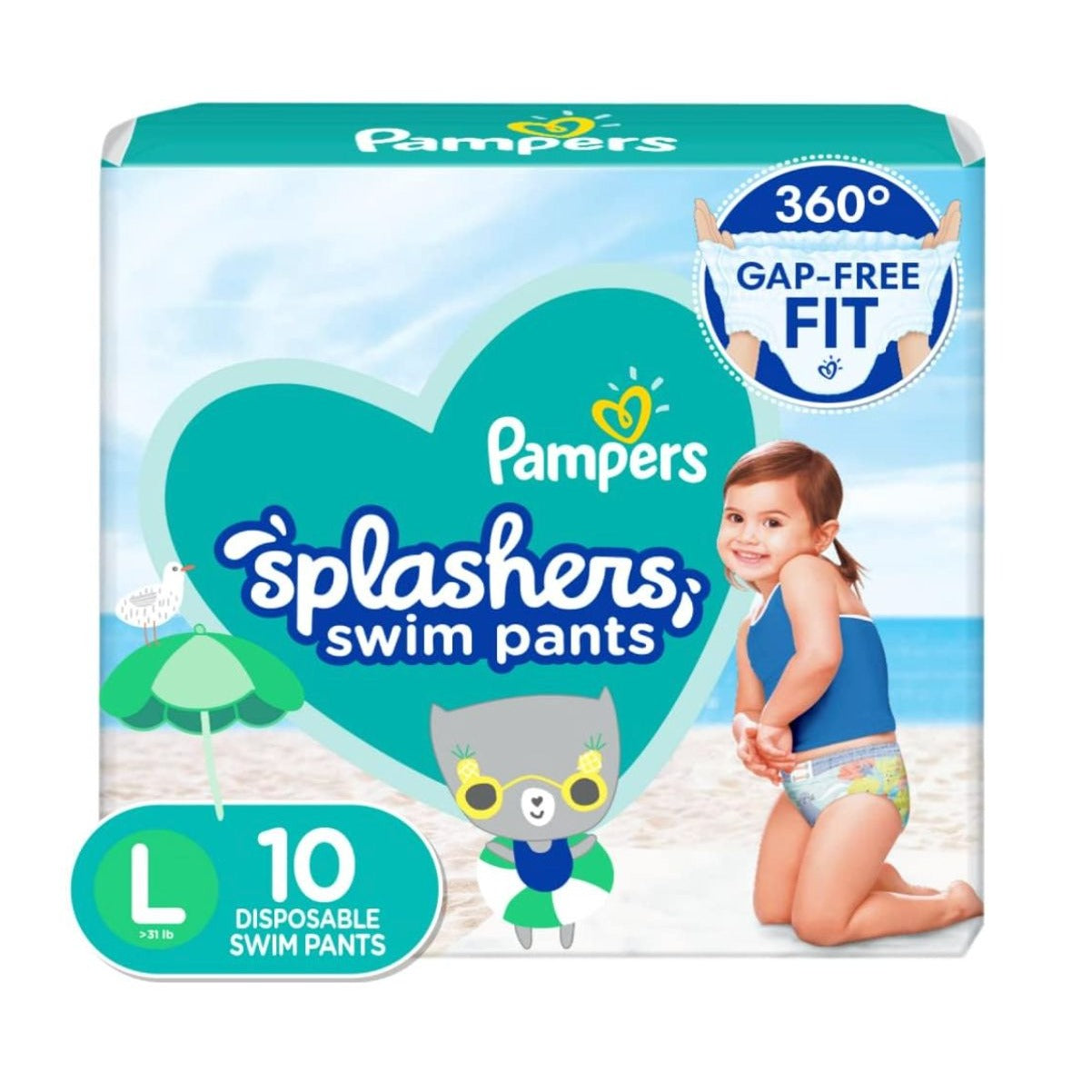 Pampers Splashers Disposable Swim Pants Large 10 Count 2 Packs For Kids 31+ Lbs