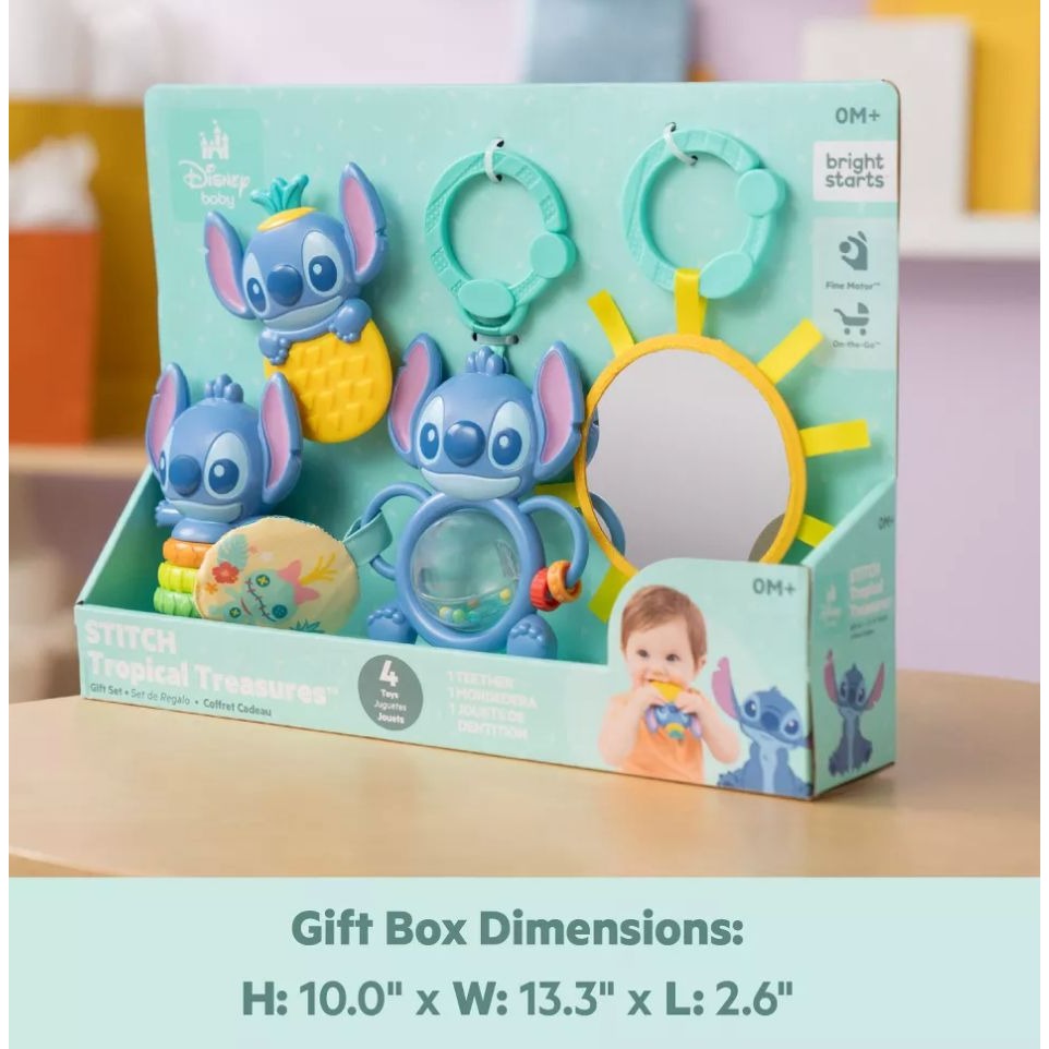 Disney Baby Stitch Tropical Treasures Gift Set With Teether & Multisensory Toys 0M+