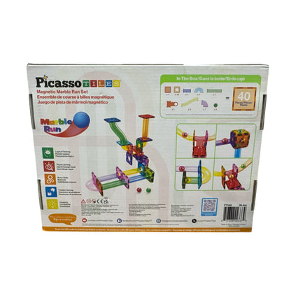 PicassoTiles Magnetic Marble Run Set 40-Piece STEM Toy For Kids Ages 3+ Educational Construction & Creative Play