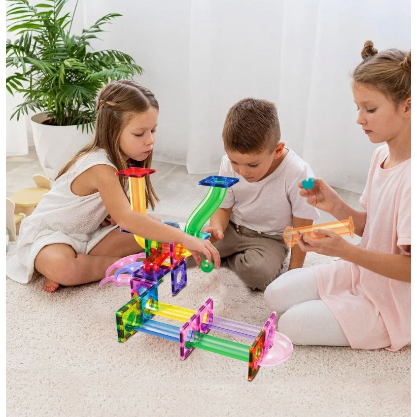 PicassoTiles Magnetic Marble Run Set 40-Piece STEM Toy For Kids Ages 3+ Educational Construction & Creative Play