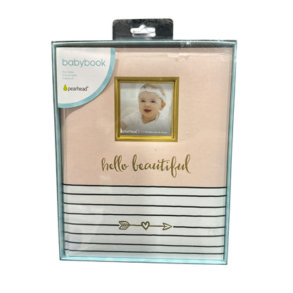 Pearhead Baby Memory Book With Photo Insert & Family Tree Pages Pink & White Striped Design