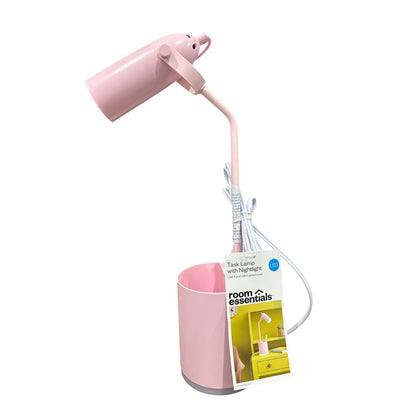 Set of 7 Assorted Pink Tech & Accessories Bundle - Lamp, Mouse, Earbuds, Charging Cable, Phone Strap, Lip Gloss Holder, &  LED Desk Tray