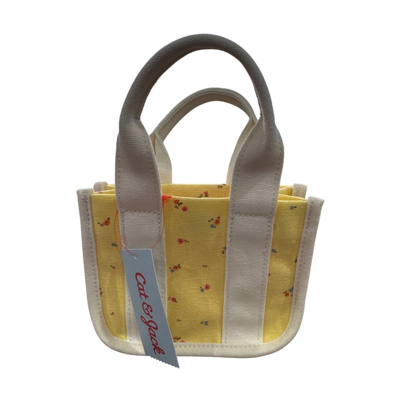 Cat & Jack Mini Yellow Floral Canvas Tote Bag With White Handles