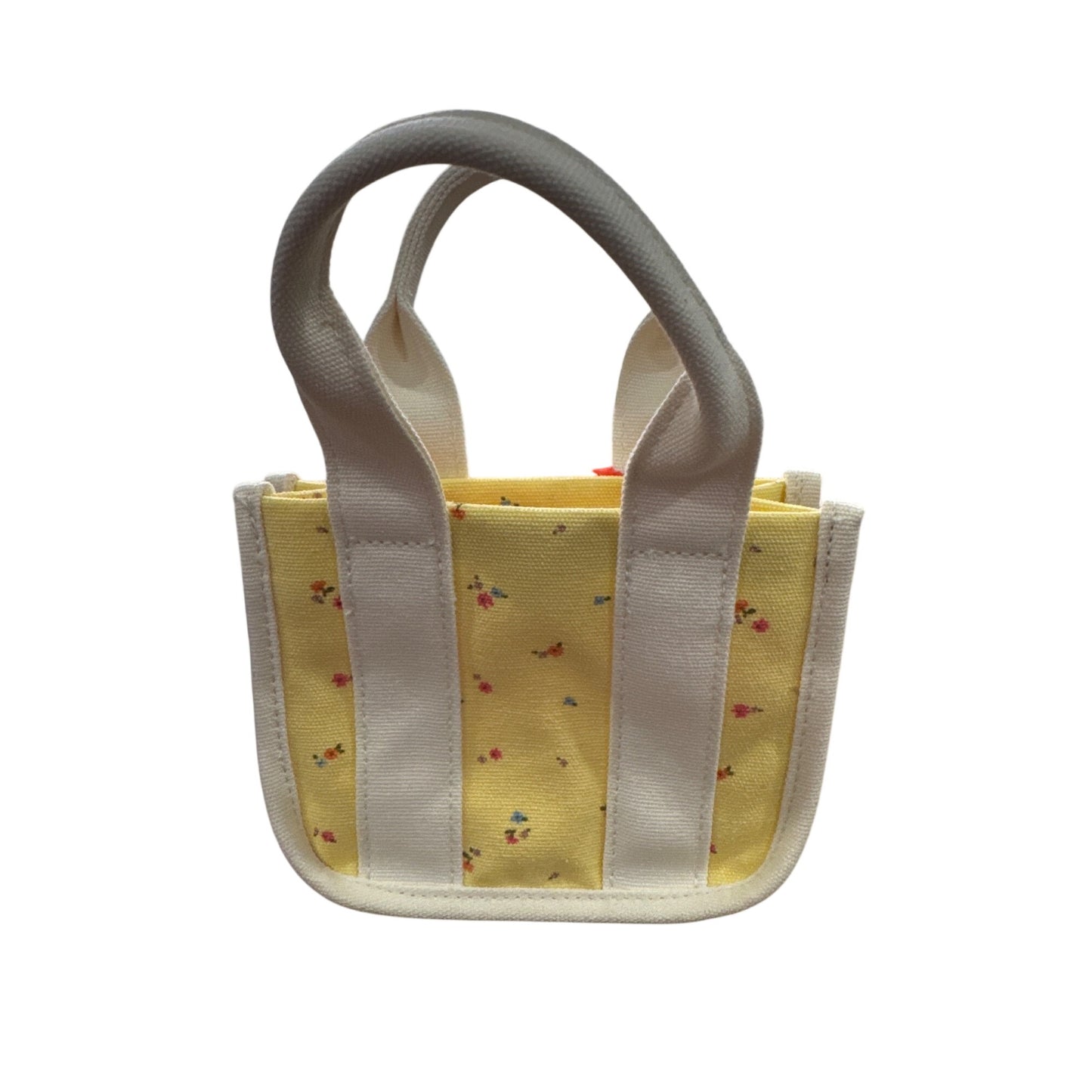 Cat & Jack Mini Yellow Floral Canvas Tote Bag With White Handles