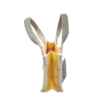 Cat & Jack Mini Yellow Floral Canvas Tote Bag With White Handles