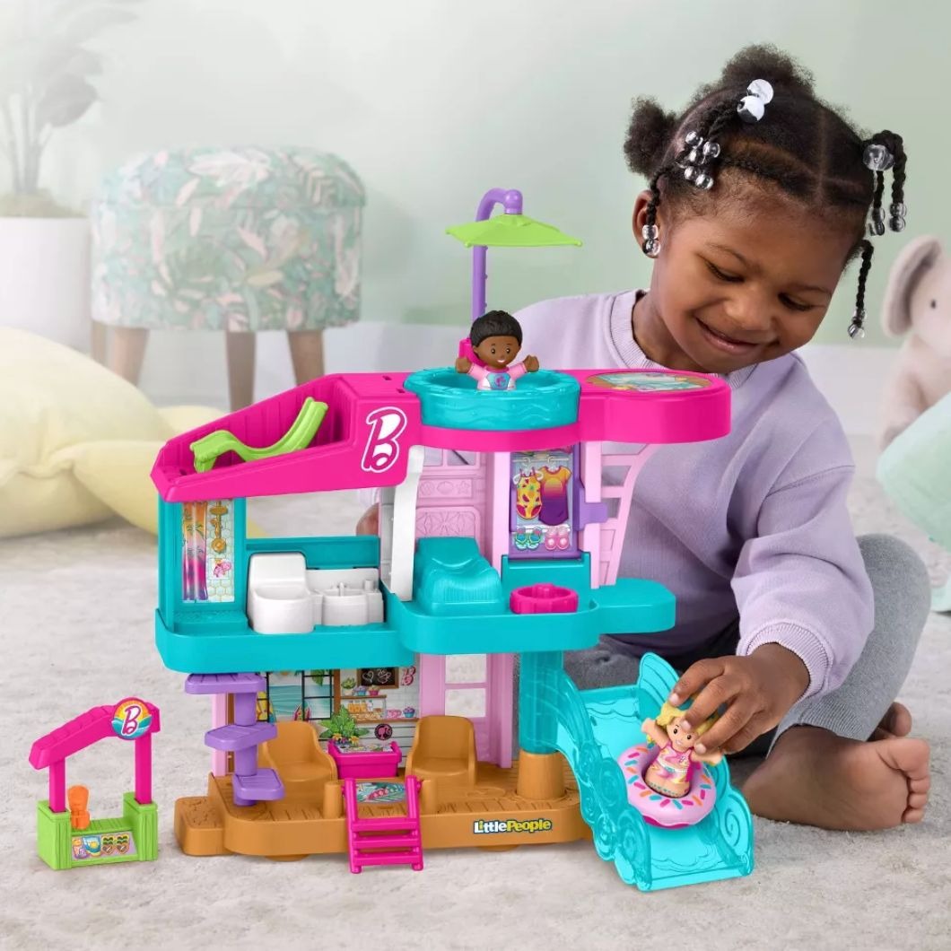 Barbie Little People Beach House Playset By Fisher-Price 5 Play Pieces For Ages 1.5+ Multicolor