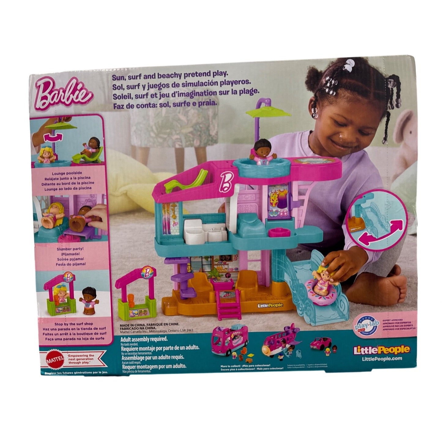 Barbie Little People Beach House Playset By Fisher-Price 5 Play Pieces For Ages 1.5+ Multicolor