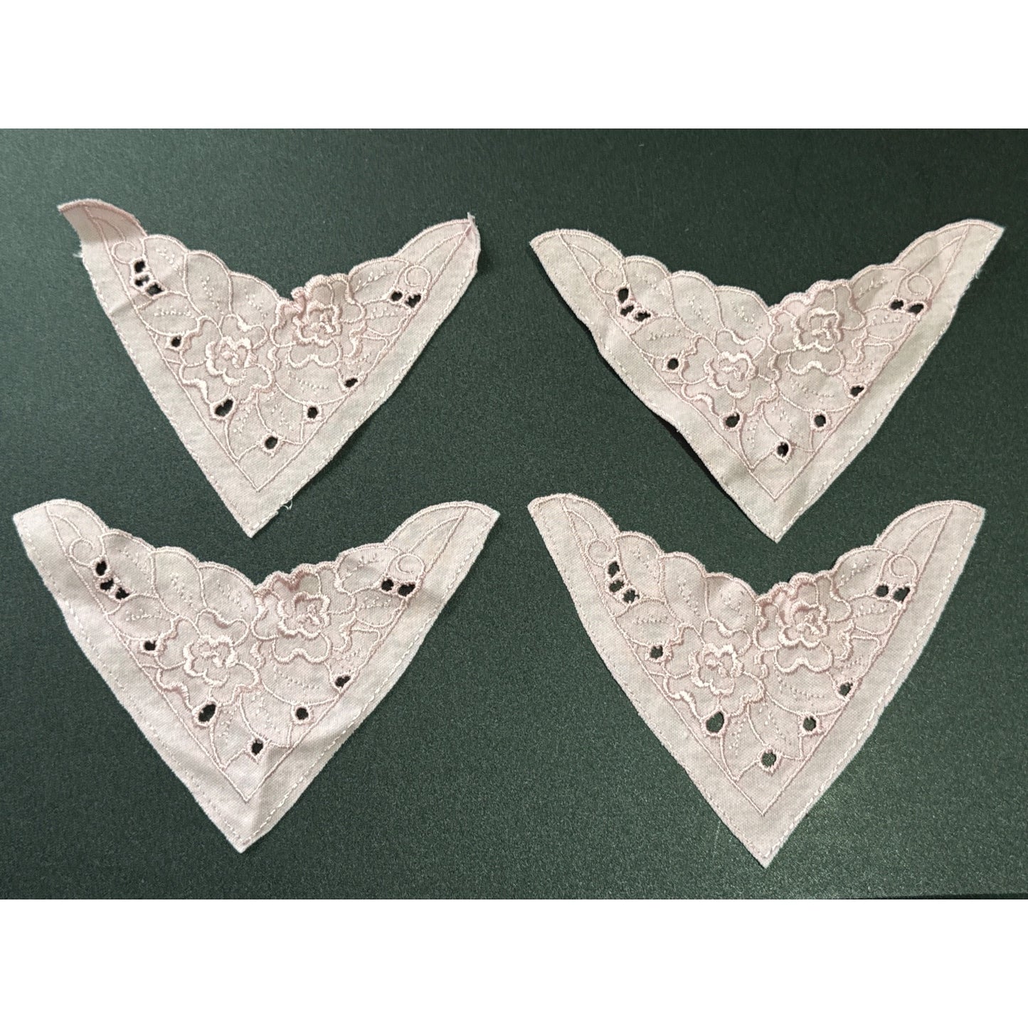Decorative Floral Lace Appliqué Set Of 4 Pink Embroidered Fabric Craft Supplies