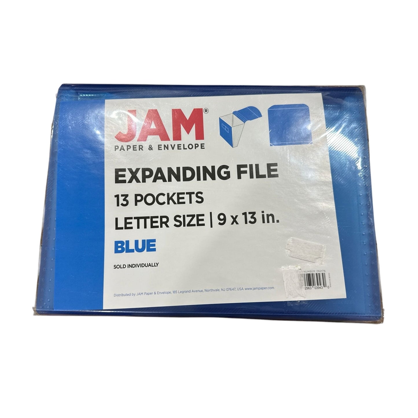JAM Expanding File 13 Pockets Letter Size 9x13 In Blue Durable Plastic Organizer Document Storage