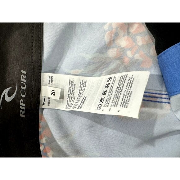 Rip Curl Boys Pineapple Print Blue Swim Trunks Size 20