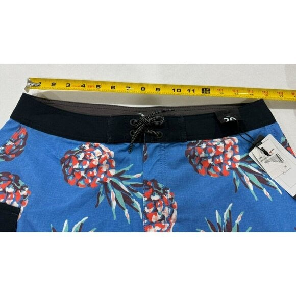 Rip Curl Boys Pineapple Print Blue Swim Trunks Size 20