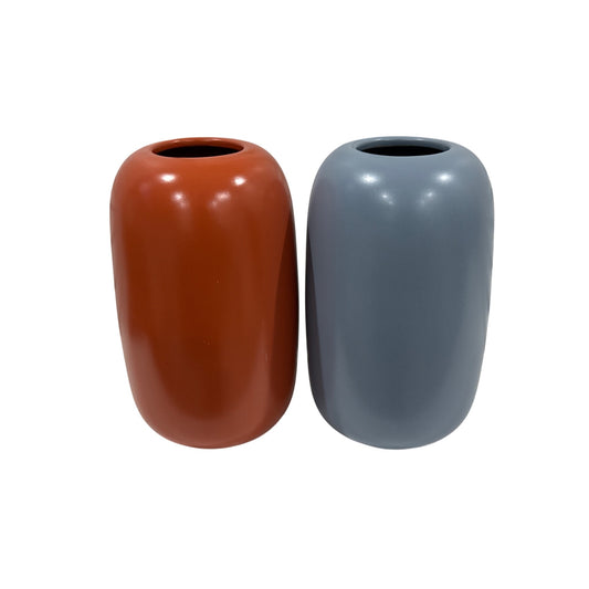 Room Essentials - Blue & Terracotta Ceramic Pill Decorative Modern Minimalist Vases Set of 2