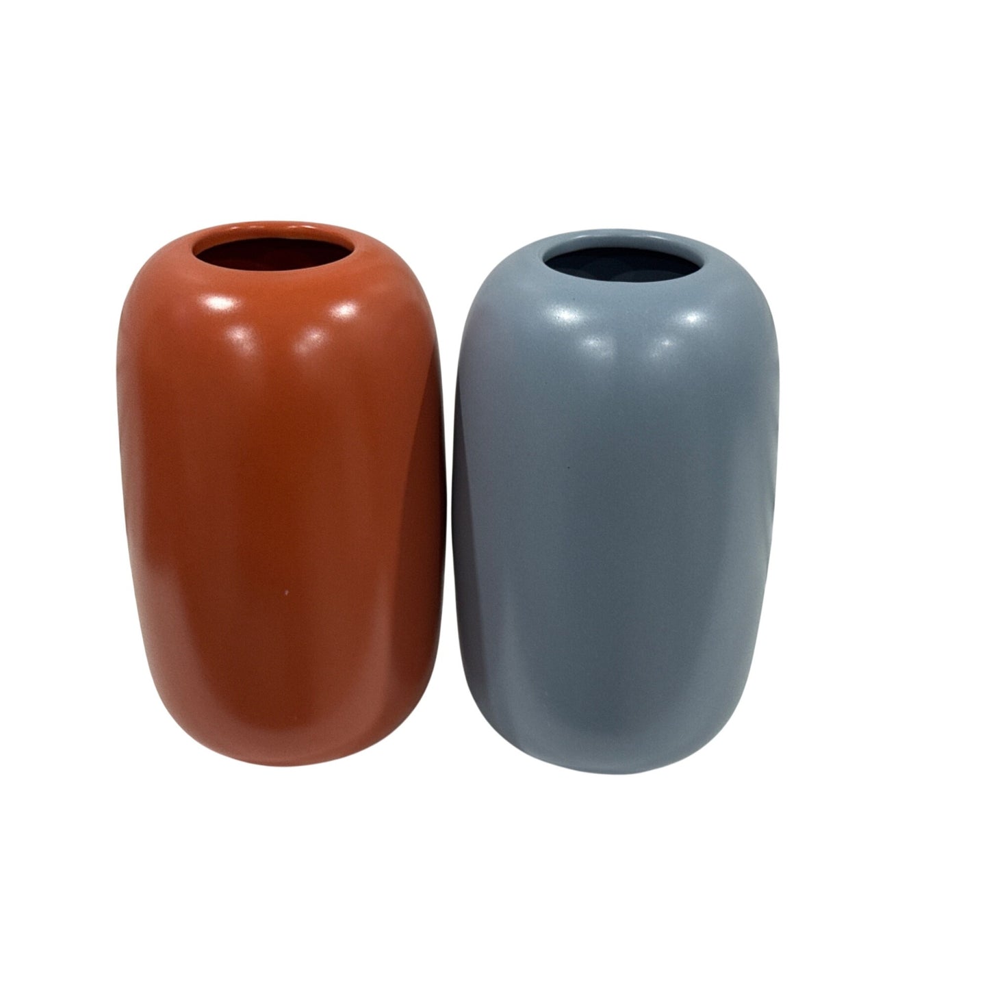 Room Essentials - Blue & Terracotta Ceramic Pill Decorative Modern Minimalist Vases Set of 2