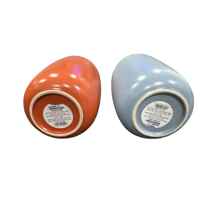 Room Essentials - Blue & Terracotta Ceramic Pill Decorative Modern Minimalist Vases Set of 2