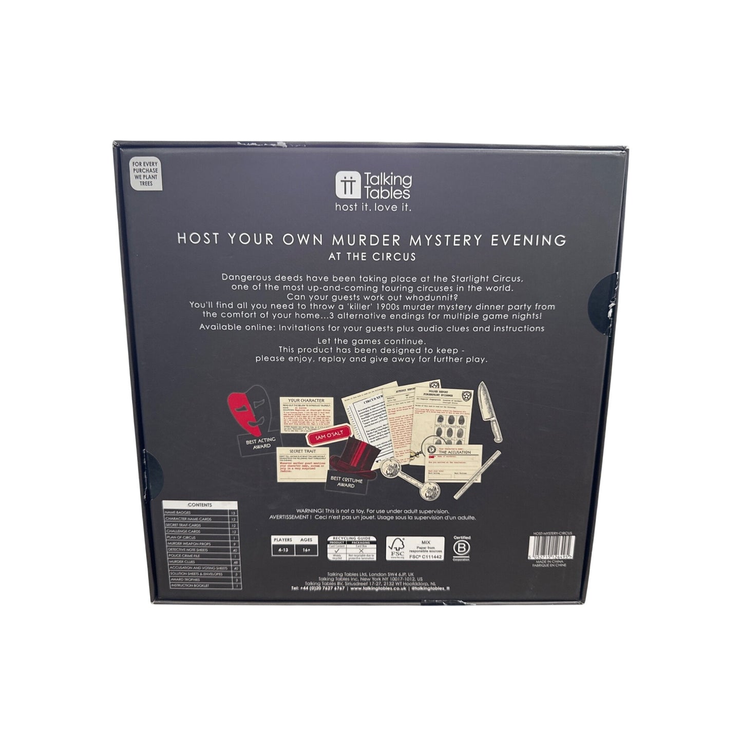 Host Your Own Murder Mystery At The Circus Game Set By Talking Tables