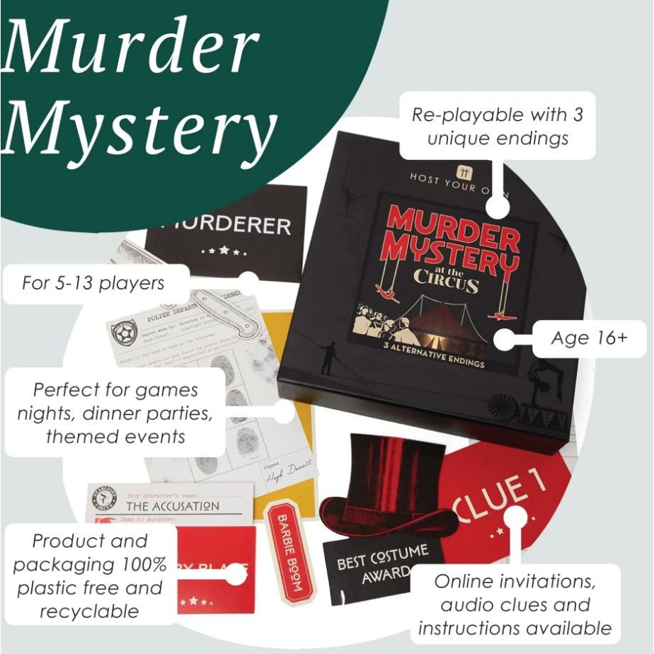 Host Your Own Murder Mystery At The Circus Game Set By Talking Tables