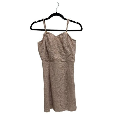 Dress The Population Beige Lace Mini Dress With Spaghetti Straps Size M
