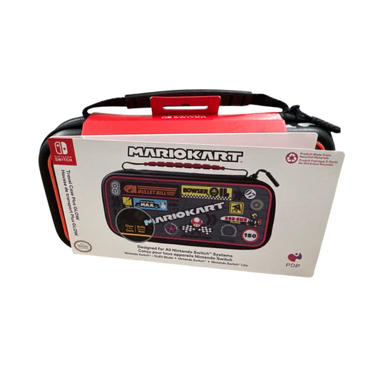 Mario Kart Nintendo Switch Travel Case Plus Glow Protective Hard Shell Glow-In-The-Dark Design Fits OLED & Lite Models