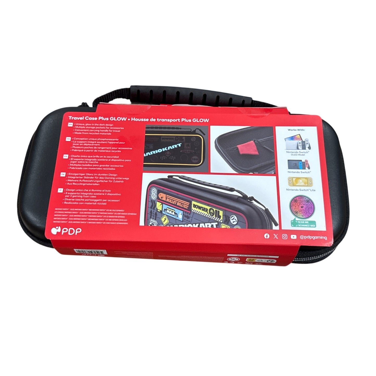 Mario Kart Nintendo Switch Travel Case Plus Glow Protective Hard Shell Glow-In-The-Dark Design Fits OLED & Lite Models