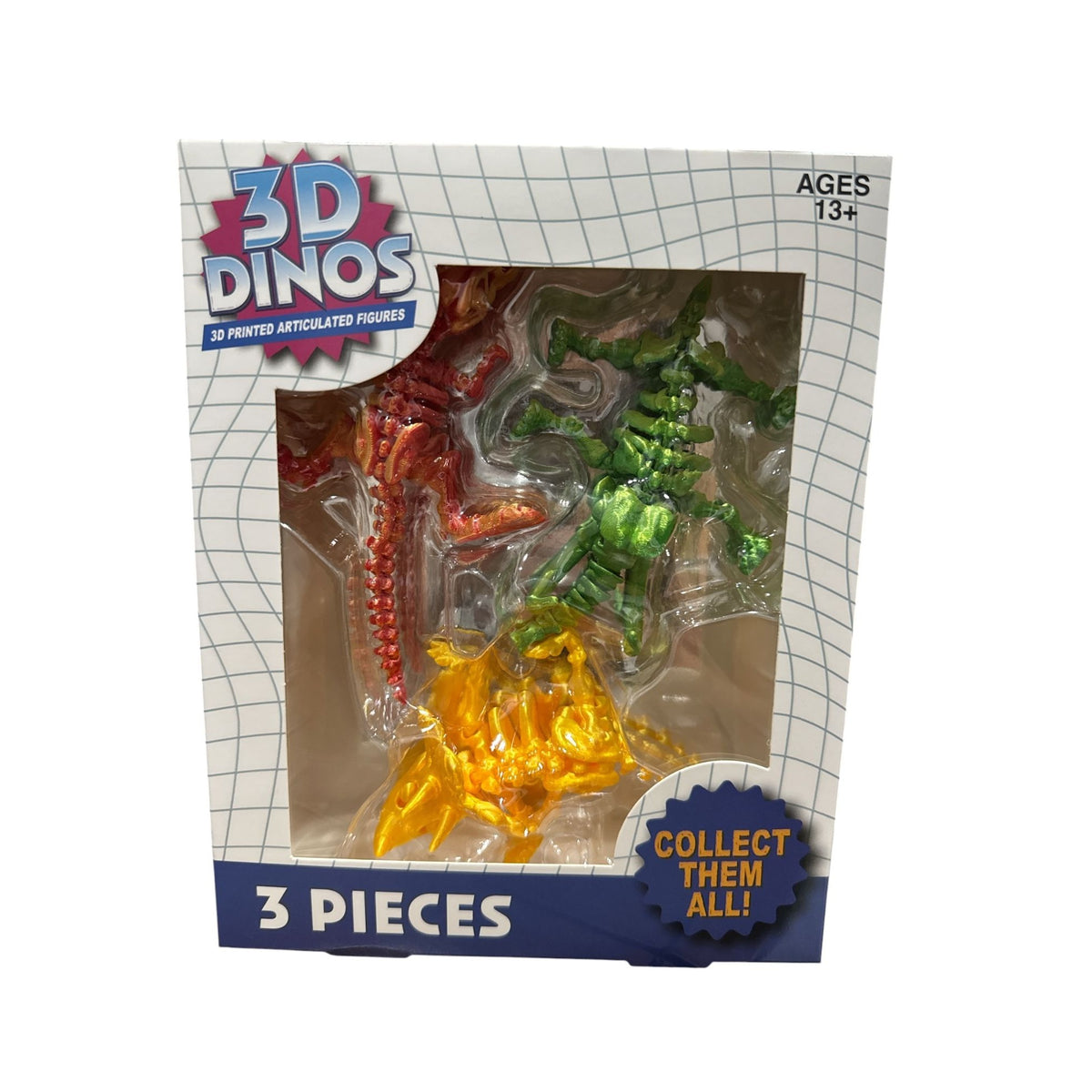 3D Dinos 3-Piece Articulated Dinosaur Figures Ages 13+ Collectible Set