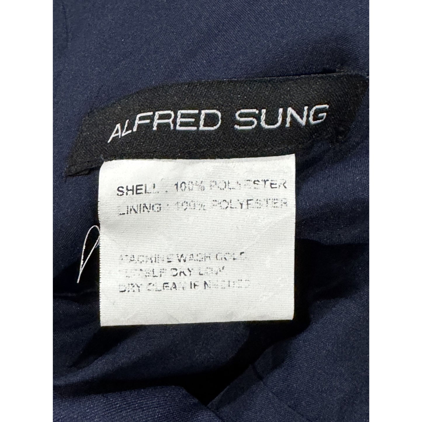 Alfred Sung Midnight Blue High-Low Sleeveless Dress Size 10R Formal Evening Gown Polyester Shell & Lining Made In Thailand