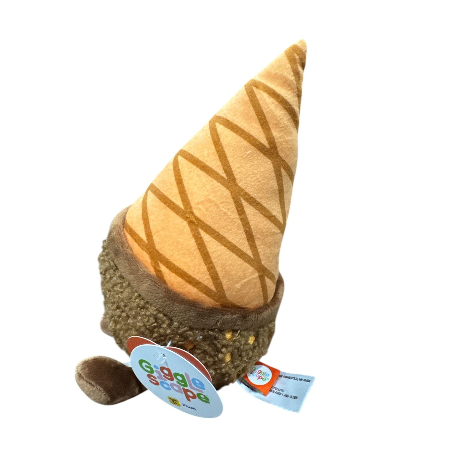 Giggle Scope Ice Cream Cone Plush Toy With Smiling Face & Cone Hat For Kids