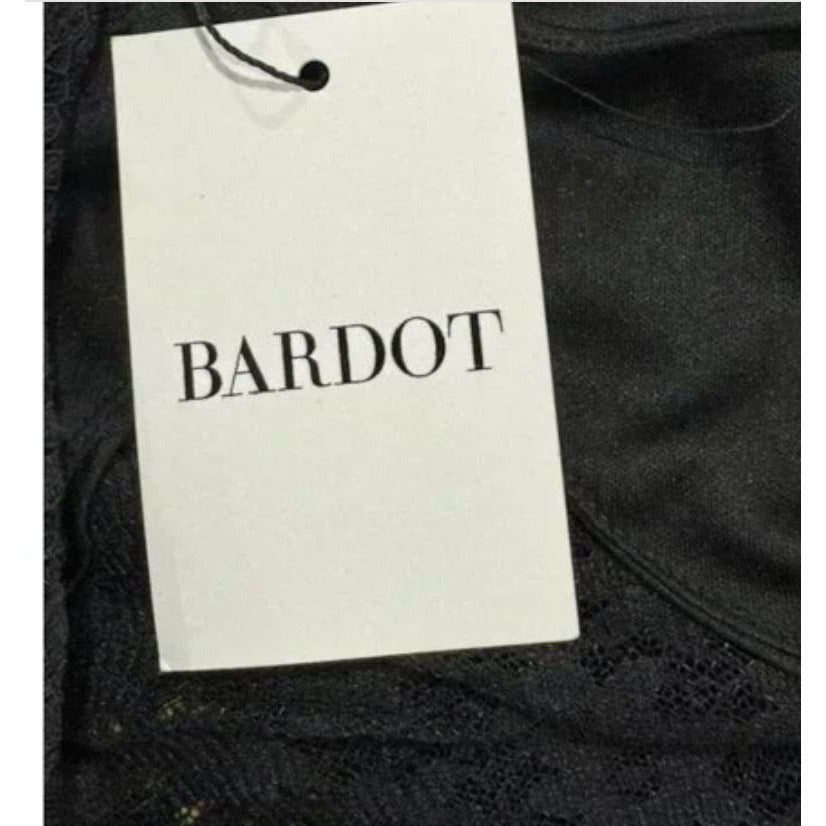 Bardot Lace Halter Neck Midi Dress Black Sleeveless Sheath Evening Cocktail Women's XS