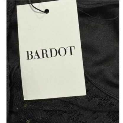 Bardot Lace Halter Neck Midi Dress Black Sleeveless Sheath Evening Cocktail Women's XS