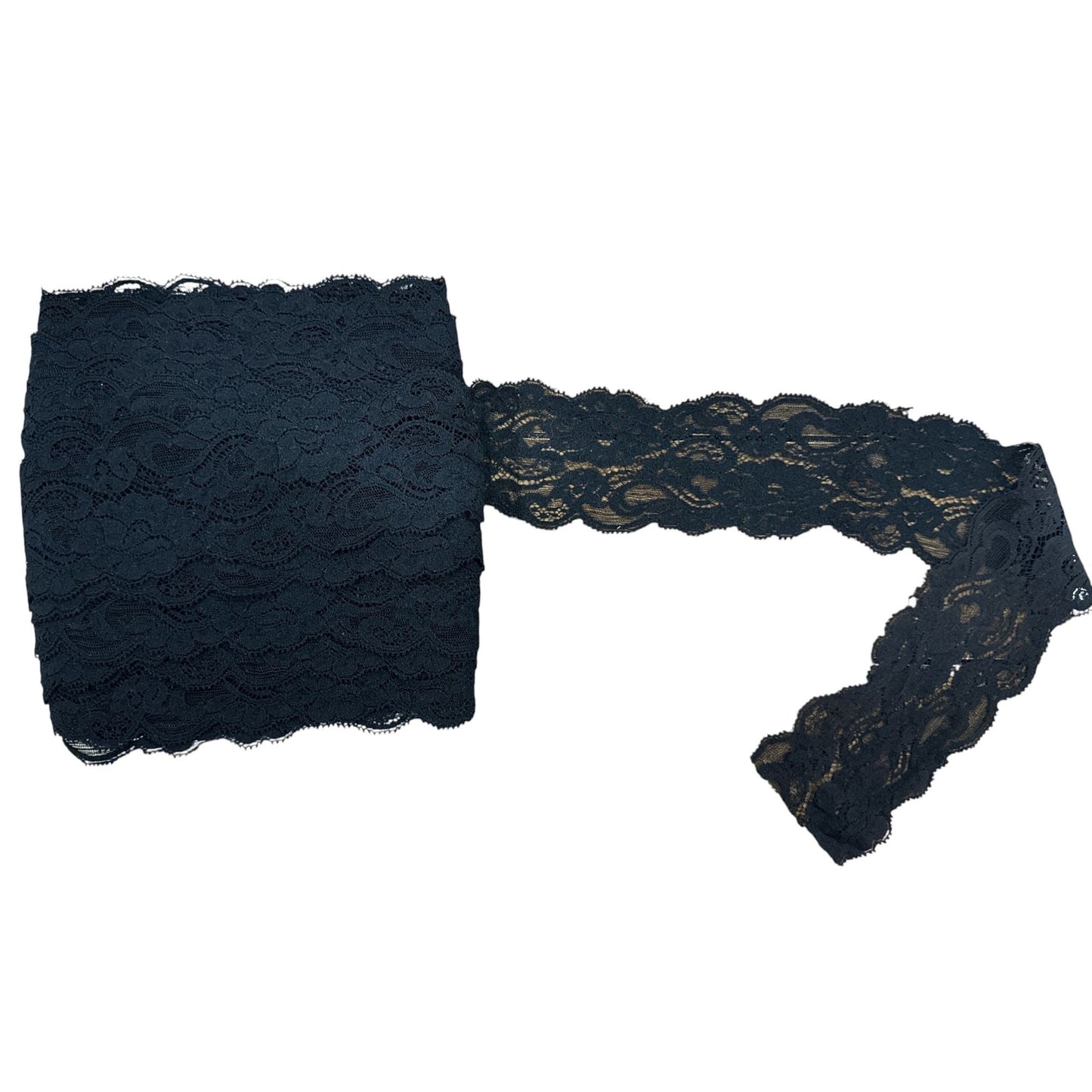 Black Stretch Scalloped Lace Trim 3 Inches Wide Sewing Crafting DIY Material 20 YARDS