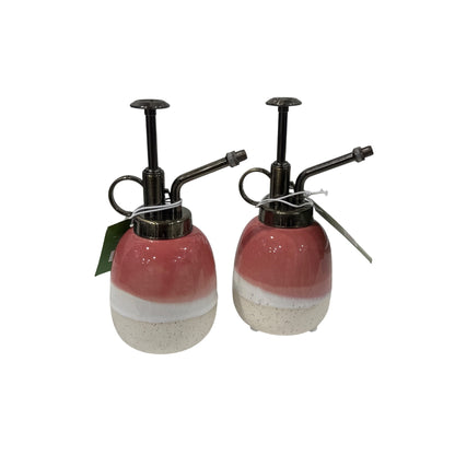 Good Little Garden Ceramic & Metal Plant Mister 2-Set - Pink Ombre - Indoor Gardening Sprayer - New