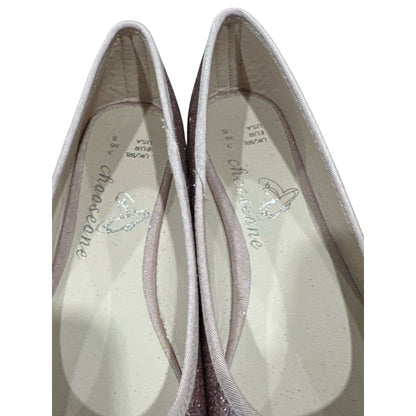 Glitter Pink Ballet Flats With Bow Accents Size 5 US Chic & Comfortable Shoes For Women